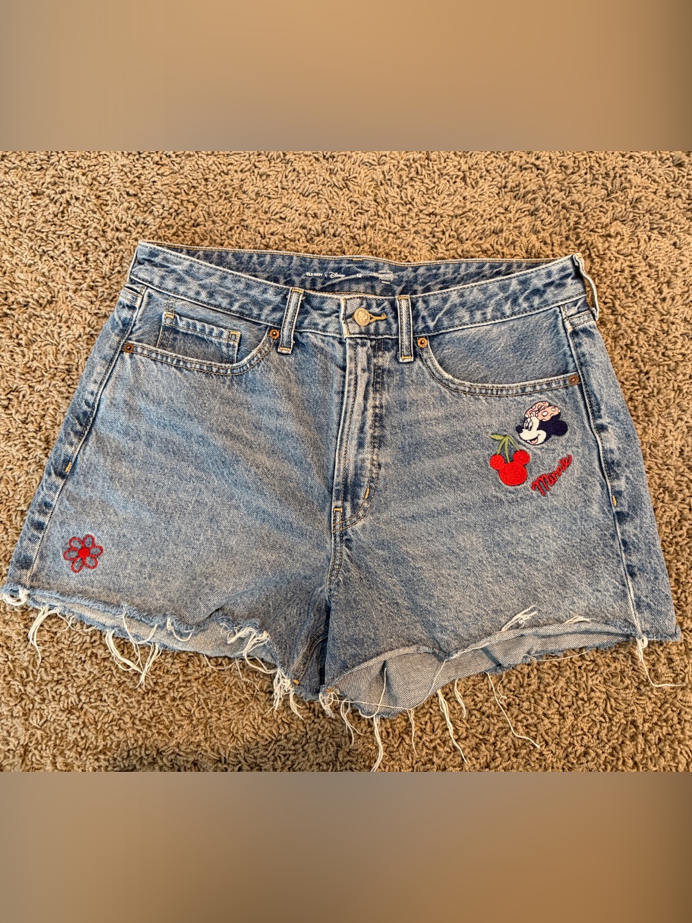 Old Navy Light Blue Denim Shorts with Cherry & Embroidered Details